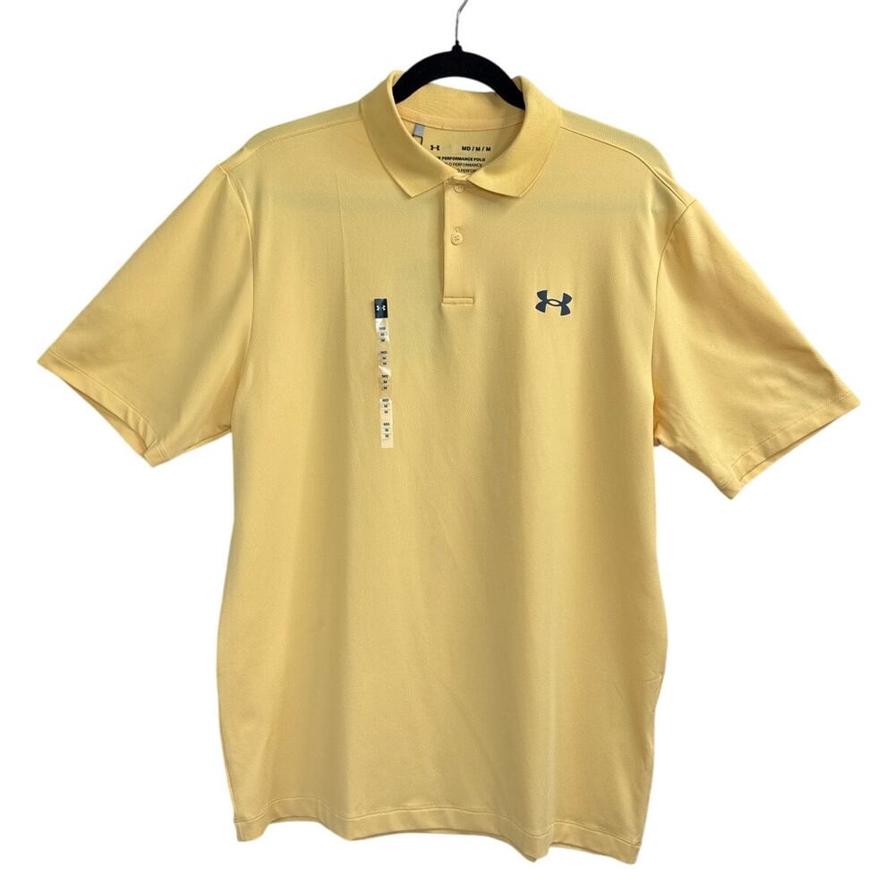 NWT Under Armour Performance 3.0 Golf Yellow Polo Mens Size Medium (1377374-792) - Picture 3 of 8